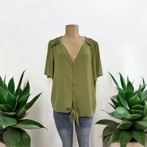 💋Michael Kors Olive Button-Down Blouse💋
